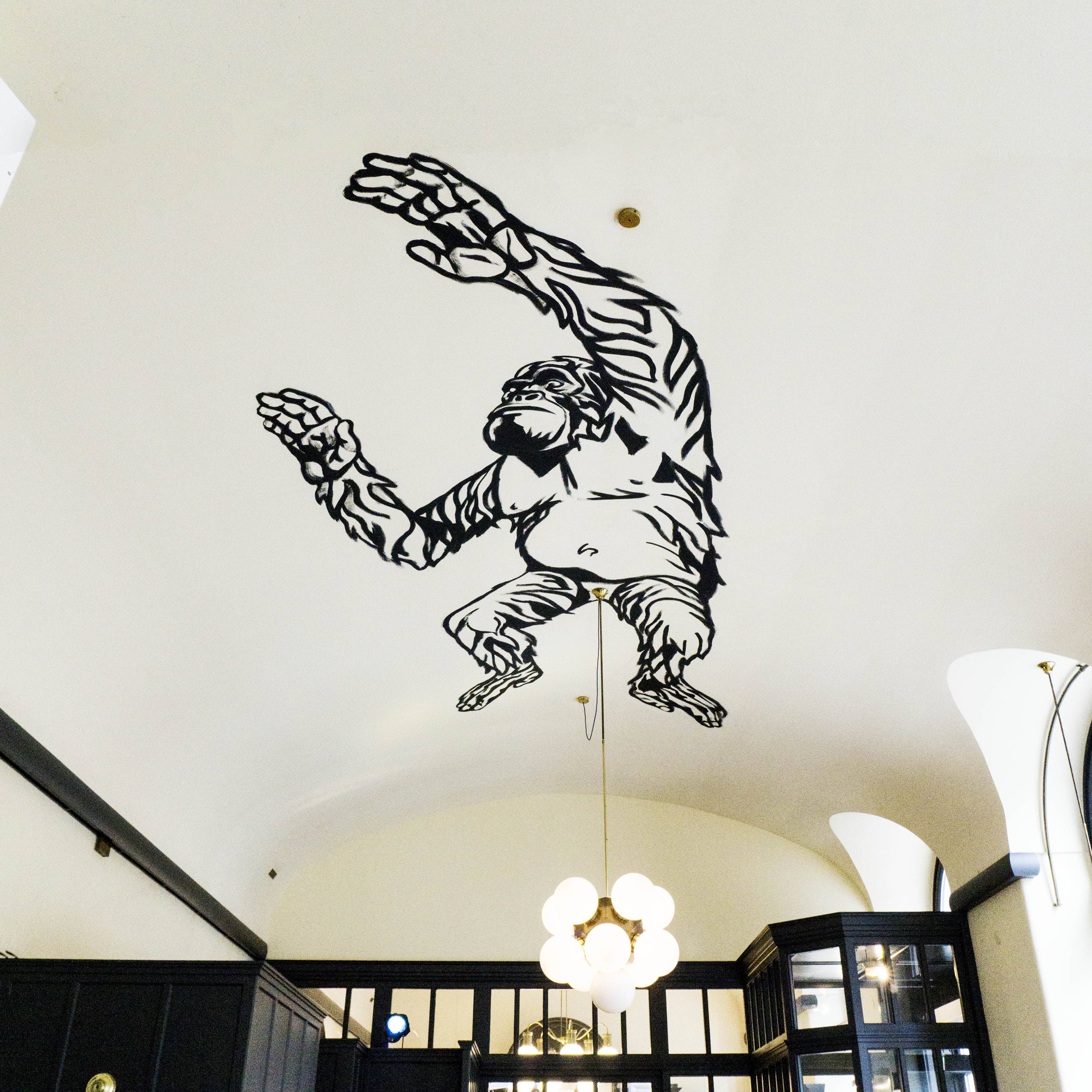ceiling mural of a gorilla at rien / Cafe Griensteidl Vienna by Sascha Vernik / REVKIN