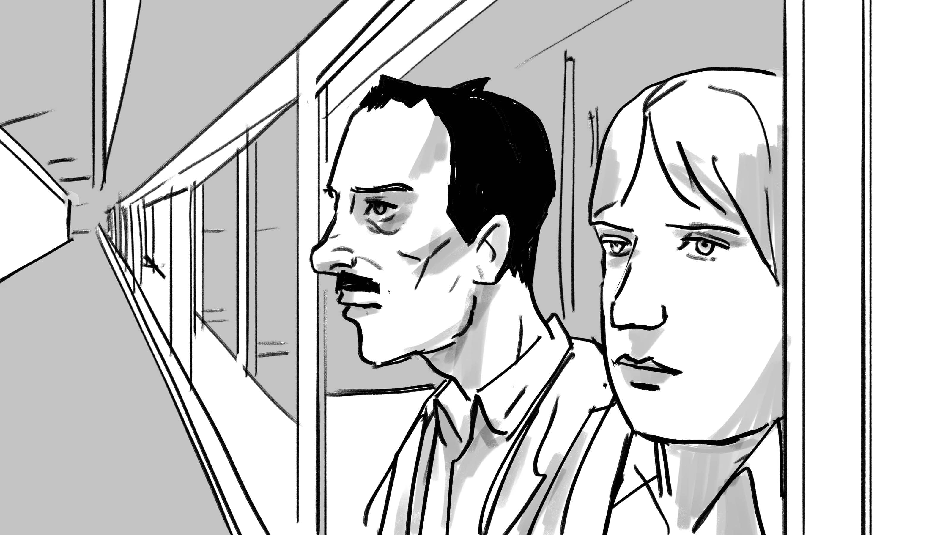 Wiener Linien black and white storyboard frame by Sascha Vernik / REVKIN
